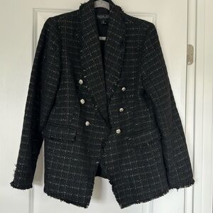 Black and silver tweed blazer